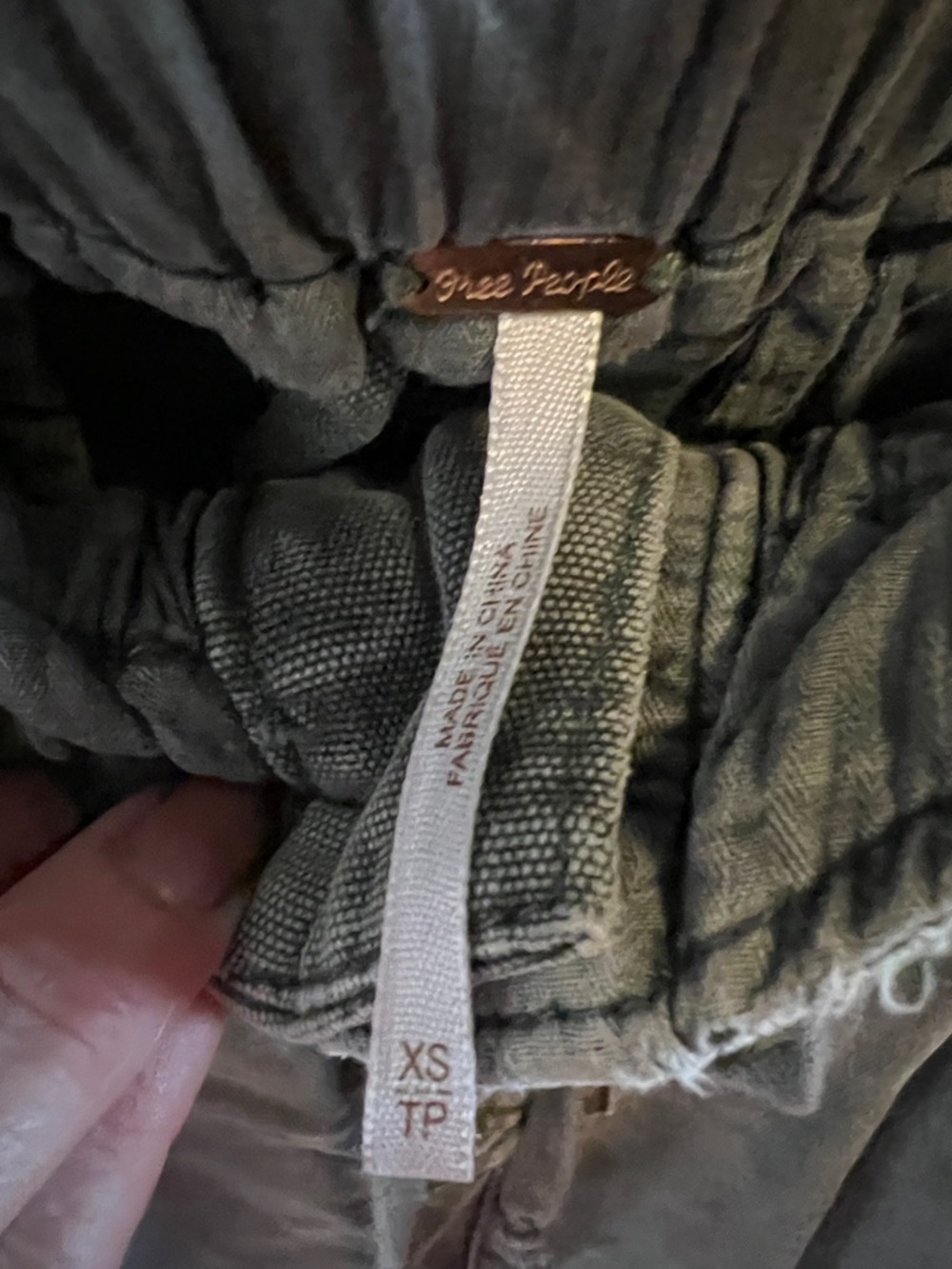 Free People Washed Olive Drawstring Joggers XS 14 inch waist 25 1/2 inseam - Picture 2 of 8